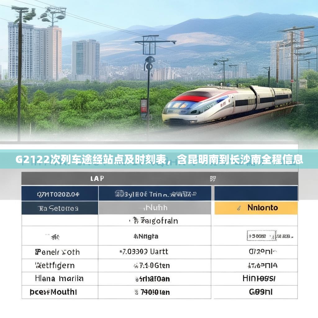 G2122次列车途经站点及时刻表，含昆明南到长沙南全程信息