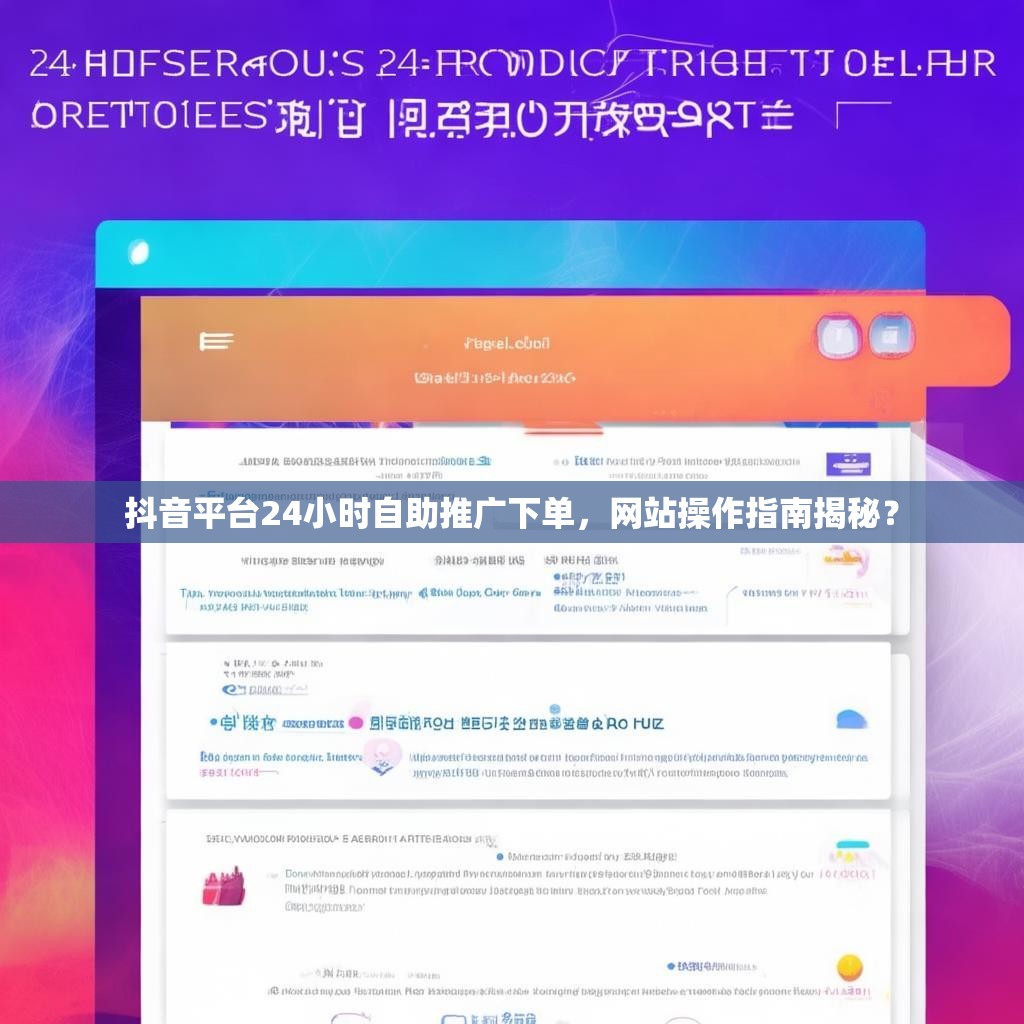 抖音平台24小时自助推广下单，网站操作指南揭秘？