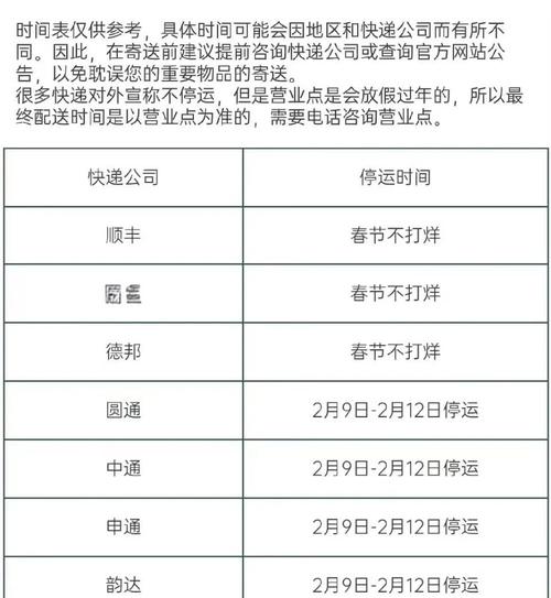 2024年快递停运时间及不同公司差异，赶紧来了解